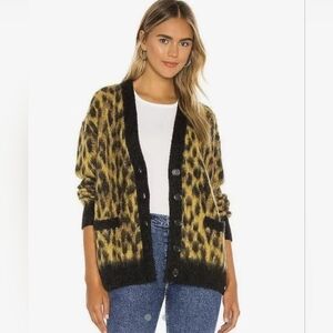 Re/Done 90's oversized all over cheetah print sweater, wool blend size xs